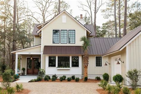 honey gold house with brown metal roof|brown metal house exterior.